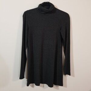 Eileen Fisher Long Sleeve Turtleneck Stretchy Tunic – Charcoal Gray - XS
